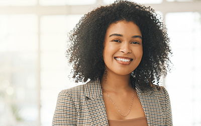 Woman smiling.